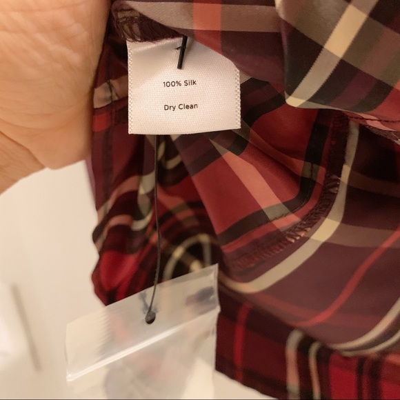 NWOT Talbots faux wrap red plaid silk top 4P - Picture 6 of 8